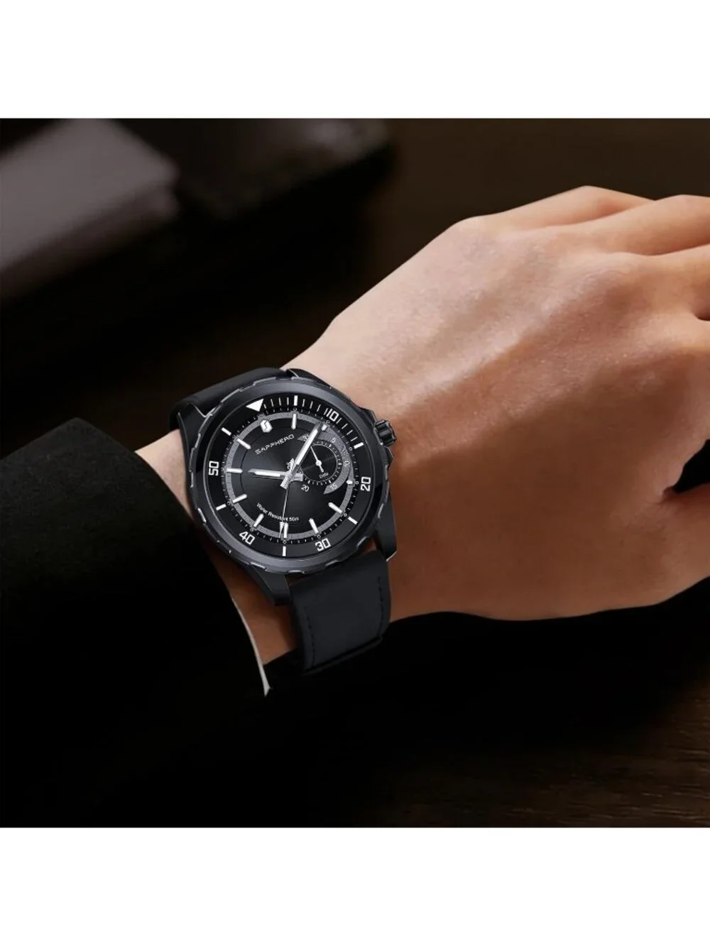 Men's All Black Numeral Dial Stainless Steel Strap Analog Quartz Wrist Watch
